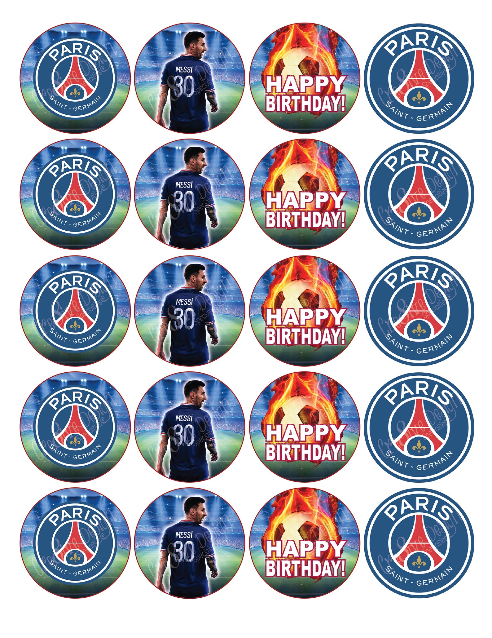 PSG LIONEL MESSI Soccer Cupcake Toppers Psg Birthday Lionel | Etsy