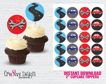 Mechaniker Cupcake Topper, Mechaniker Babyparty Cupcake Topper, Mechaniker Cupcakes, Auto-Babyparty, digitale Datei, sofort Download