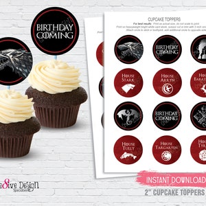 Birthday Is Coming GOT, Cupcake Toppers, GOT party supplies, Thrones Birthday, Birthday Is Coming, Name Day Cupcakes, Instant Download