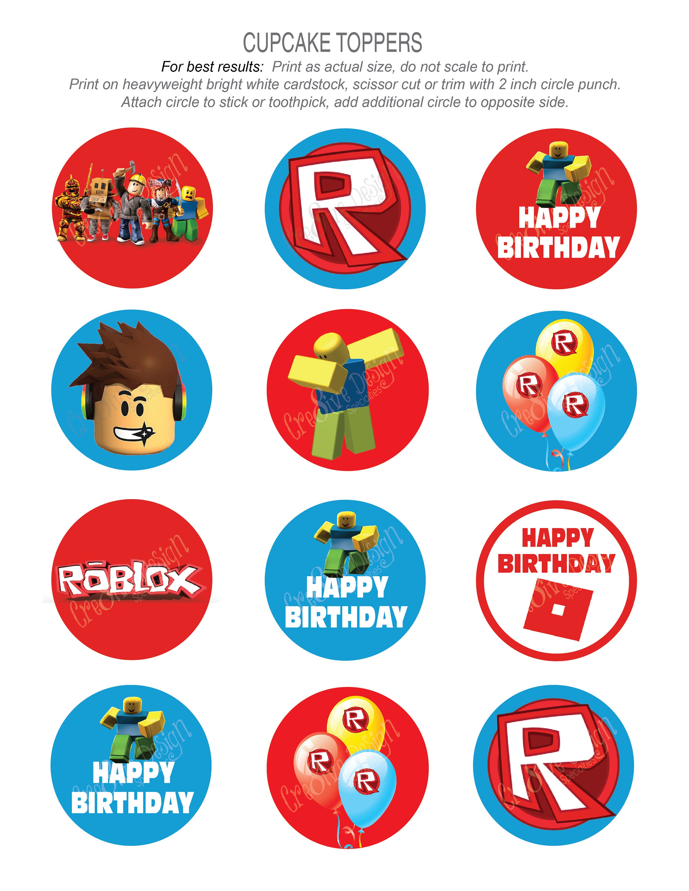 ROBLOX Cupcake Toppers Roblox Birthday Roblox Party Roblox Etsy Australia