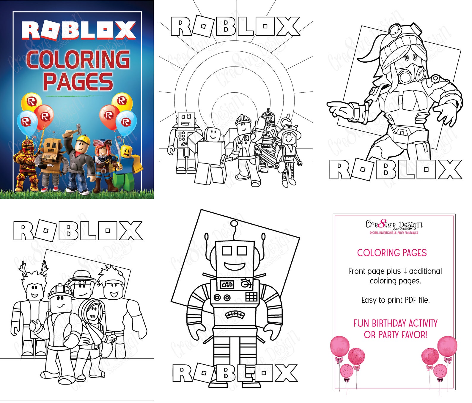 ROBLOX Printable Coloring Pages ROBLOX Party Supplies Roblox | Etsy België
