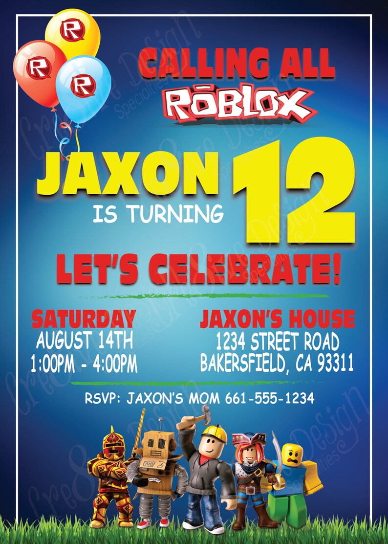 ROBLOX Printable Birthday Invitation Roblox Birthday Roblox | Etsy