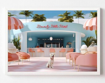 Retro Dog Wall Decor Cute Pet Illustration hotel Dog Print Classy Dog Portrait Artwork Timeless Dog Aesthetic Poster
