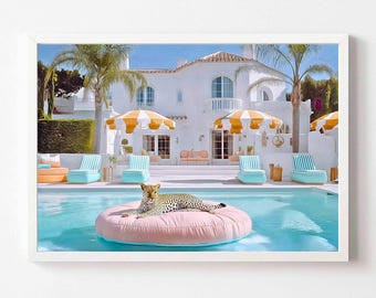 Leopard in beverly hills, digital download, high life, palm springs print elegant wall art, nursery print, chic art decor,Aesthetic Print