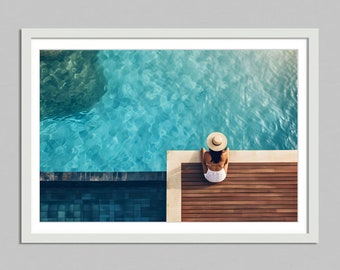 Minimalistyczny widok na basen Beverly hotel pobieranie cyfrowe, wysokie życie, palm springs print elegancka sztuka ścienna, pokój dziecięcy, szykowny wystrój, estetyczny wydruk