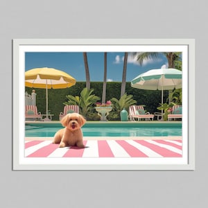 Dog at pool Beverly hotel  digital download, high life,palm springs print elegant wall art, nursery print, chic decor,Aesthetic Print Photos
