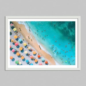 Descarga digital: póster aéreo de sombrillas de playa de Florida, fotografía de estilo de vida de lujo, impresión de alta sociedad, impresión de póster de playa de Miami