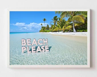 Beach please wall art, summer vibes, Chic Wall Decor, realistic illustration, Living Room Art Print, digital Art Print, I am busy poster
