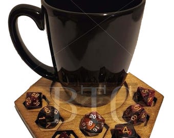 DnD /D&D wooden dice coaster tray / 20 different designs / Dragons and Masters and Custom your own.