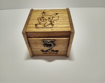 Pokemon Box - Pikachu, Eevee, Charmander Box - Pokemon Woodburn Box - Jewelry Box - Keepsake Box