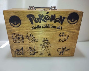 Pokemon Suitcase - Pokemon Box - Pokemon Woodburn Box - Keepsake Box