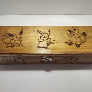 Pokémon - Caja Pokémon - Caja de Pikachu, Squirtle, Bulbasaur - Caja Pokémon Woodburn - Joyero - Caja de recuerdos