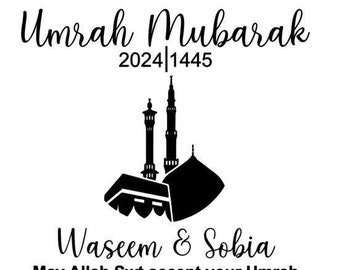 1 x Personalised Umrah Mubarak  Decal/Sticker /Name Word Cut Vinyl Decal Balloons, Frames crafts gifts