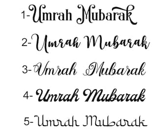 6 x Umrah Mubarak / Greetings Sticker Custom  / Word Cut-Vinyl Decal