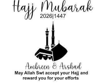 Personalised Hajj Mubarak Vinyl Decal Sticker (Name Word Cut)