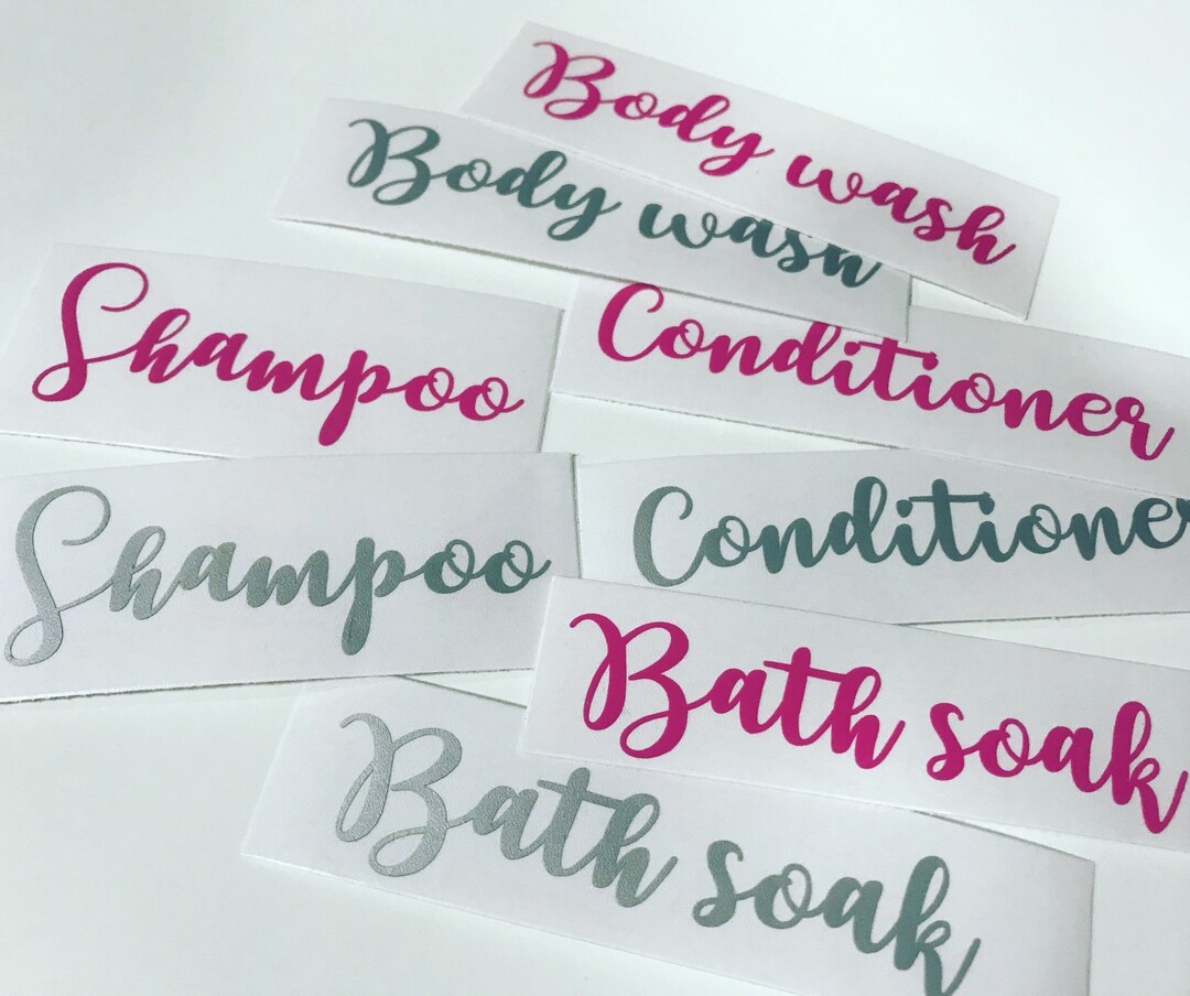 Shampoo Add Sticker Set of 4 Vinyl Decal / Stickers Shampoo, Conditioner & Body Wash ...