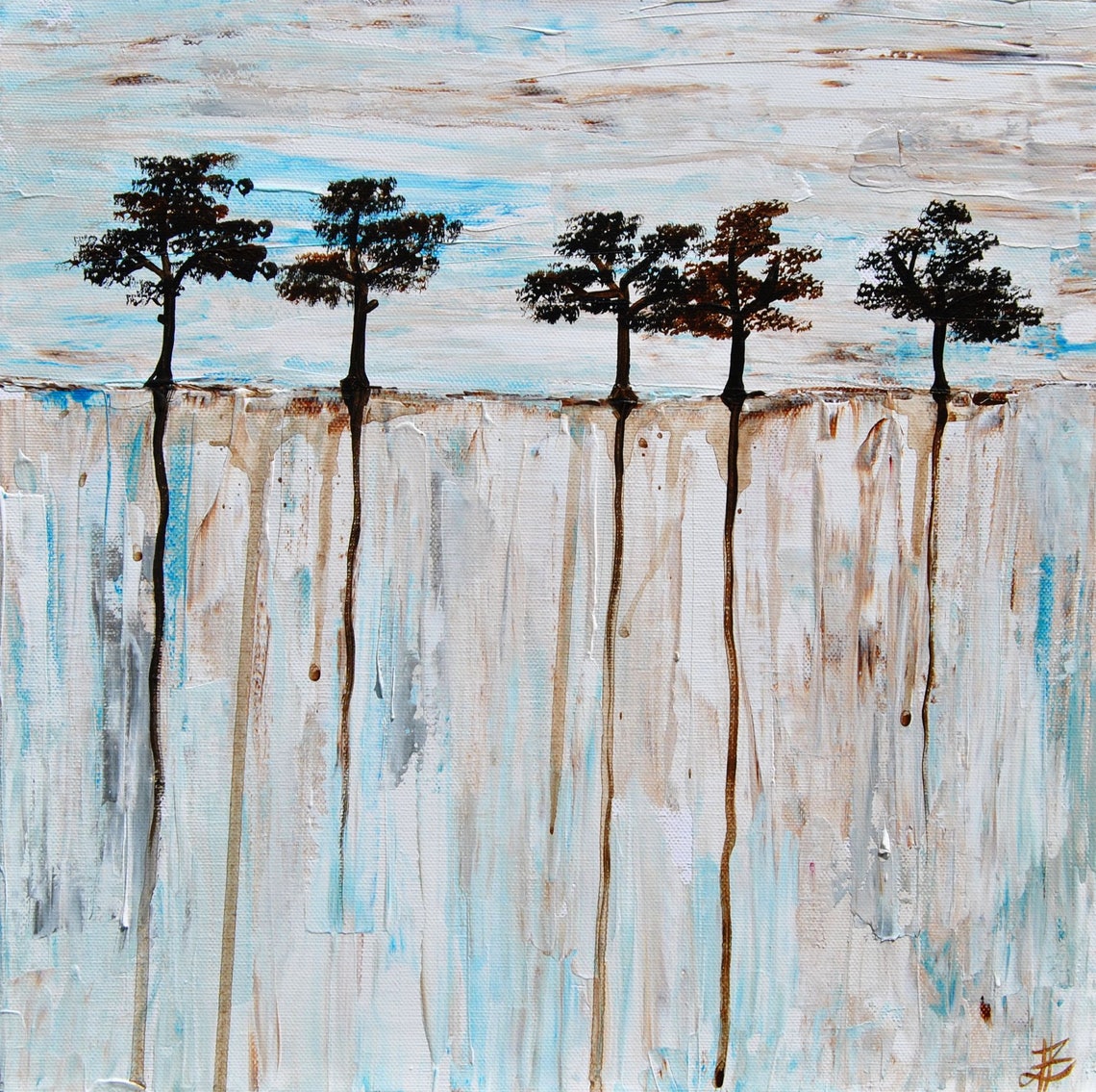 Unique Original Painting roots 01 Acryl on Canvas 40x40x2 Abstract