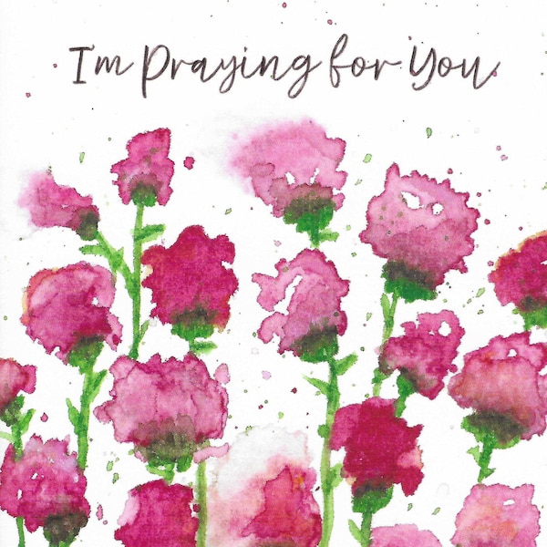 Spiritual Praying for You Faith Watercolor Greeting Card | Colorful | 4" x 6" | Pretty Hand-painted Floral | Blank | White Envelope Included