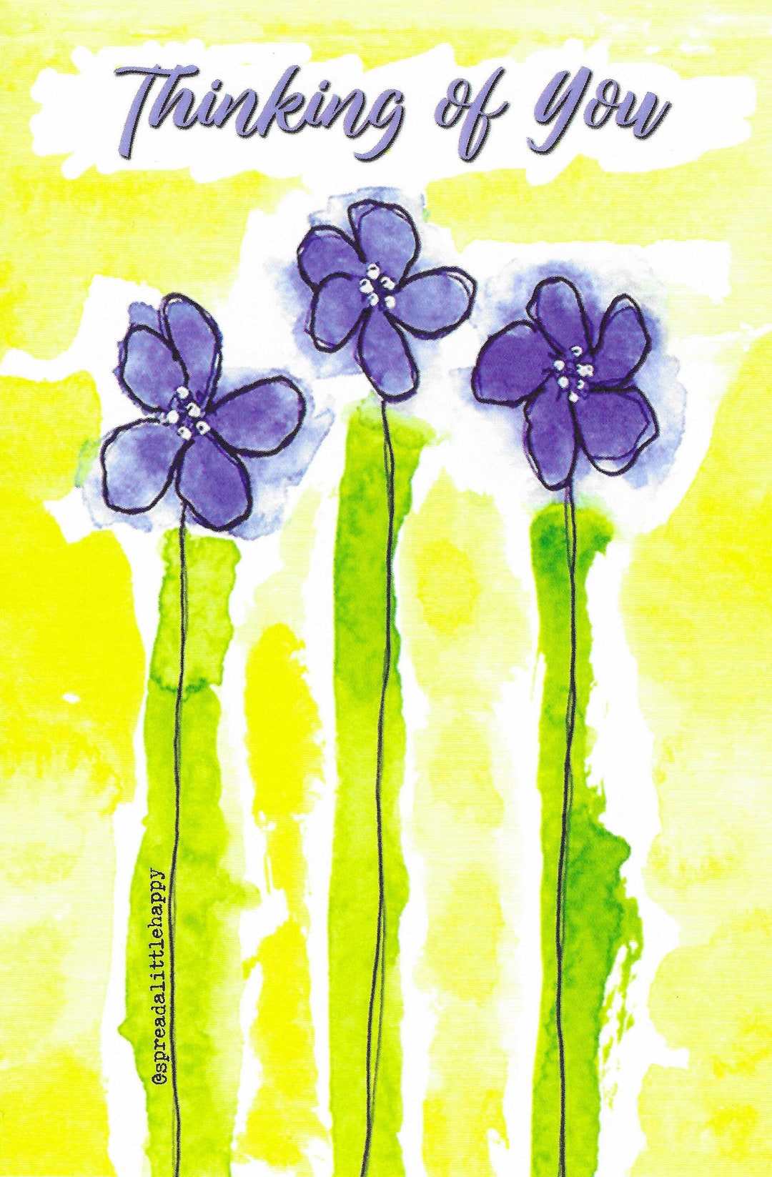 Thinking of You Floral Watercolor Greeting Card (4x6) - Etsy