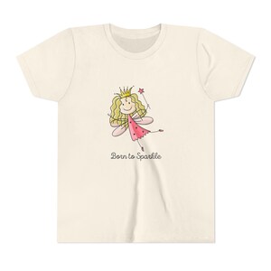 Sparkle Youth Short Sleeve Tee, Bedazzled T-Shirt, Glitter Girls Shirt, Shiny Kids Top, Children&#39;s Sparkly Tee, Youth Attire for Princesses