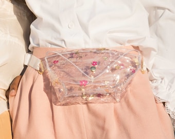 Pressed Flower Vinyl, Fanny Pack / Clear Floral Fanny Pack/
