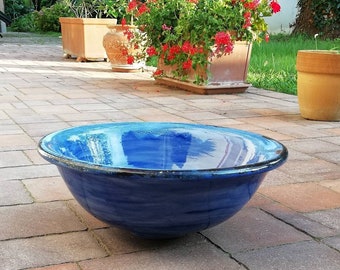 Lavabo bagno in ceramica, lavabo ceramica, lavello ceramica, lavello azzurro contemporaneo, lavabo rotondo di ceramica, lavandino bagno blu