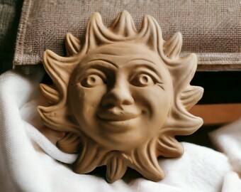 ceramic sun plaques, wall decor sun, ceramic sun face, sun and moon ornaments,sun ornament yellow sun handmade, sun wall hanging