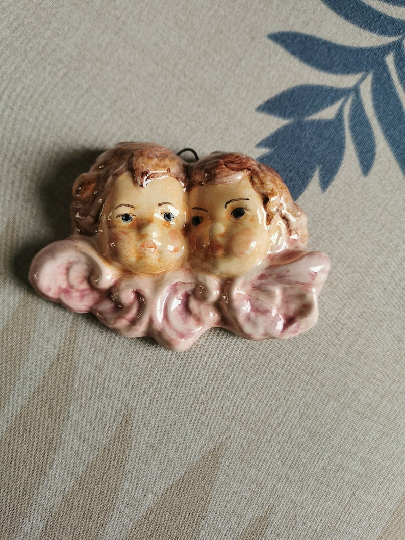Ceramic little angels, couple of little angels for the bed, ceramic angels, small angels to give as gifts, little angels to hang, angel image 10