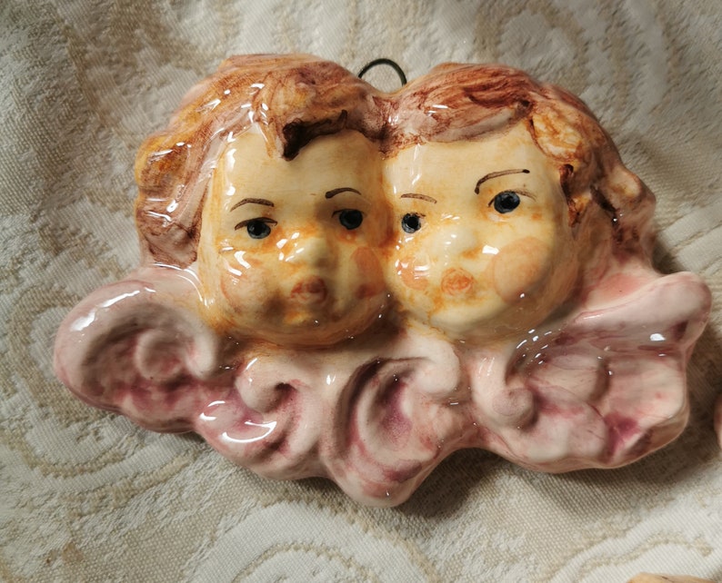 Ceramic little angels, couple of little angels for the bed, ceramic angels, small angels to give as gifts, little angels to hang, angel image 7