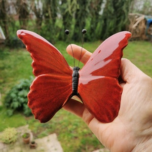 Red ceramic butterfly, ceramic butterfly, red ceramic butterfly, hanging butterflies, Christmas gift, red ceramic Christmas