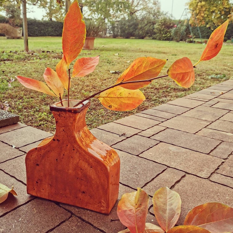 Khaki Ceramic Vases, flowerpot orange, Cut Flower Ceramic Vase, Contemporary Ceramic Vase, Autumn Gift, Khaki Home Decor image 6