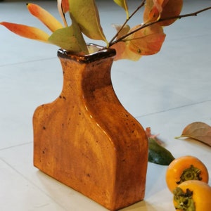 Khaki Ceramic Vases, flowerpot orange, Cut Flower Ceramic Vase, Contemporary Ceramic Vase, Autumn Gift, Khaki Home Decor image 5