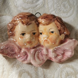 Ceramic little angels, couple of little angels for the bed, ceramic angels, small angels to give as gifts, little angels to hang, angel image 5