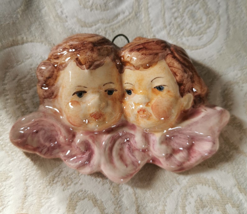 Ceramic little angels, couple of little angels for the bed, ceramic angels, small angels to give as gifts, little angels to hang, angel image 5