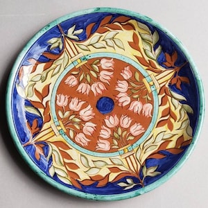 Parents gift , Italian artistic ceramic wall plate, liberty style wall plate, plate for 900 first style plate rack, flat art noveaux