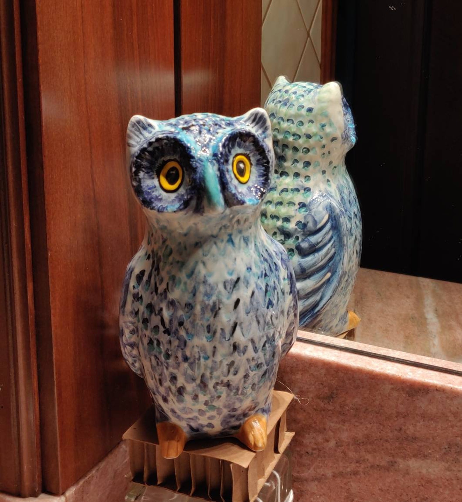 Handpainted Ceramic Owl Decorative Owl for Furniture Etsy