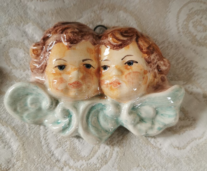 Ceramic little angels, couple of little angels for the bed, ceramic angels, small angels to give as gifts, little angels to hang, angel image 4