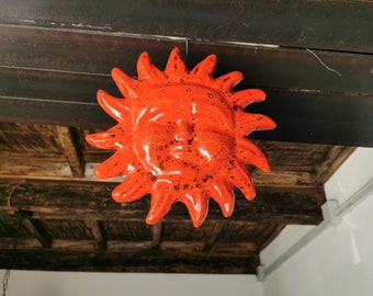 Ceiling decor ceramic sun, sun home art, ceramic sun, italian pottery sun, yellow decorations, sun plaques ceiling, sun ornaments handmade