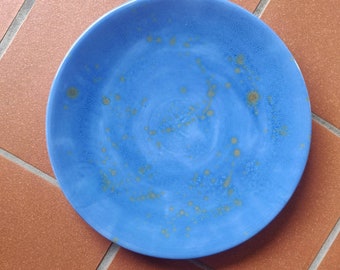 Blue Ceramic Serving Plate, Round Serving Plate, Blue Ceramic Tray, Contemporary Serving Plate, Blue Ceramic