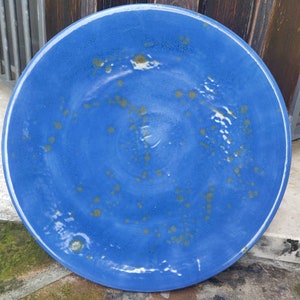 Blue Ceramic Serving Plate, Round Serving Plate, Blue Ceramic Tray, Contemporary Serving Plate, Blue Ceramic image 6