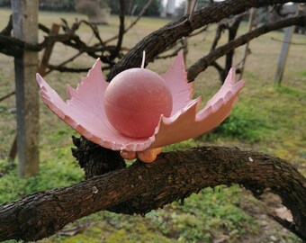 Pink ceramic bowl, leaf ceramic candle holder, pink candle holder, leaf centrepiece, ceramic candle holder home