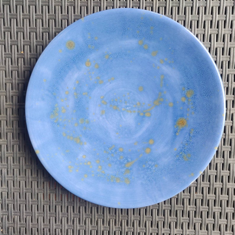 Blue Ceramic Serving Plate, Round Serving Plate, Blue Ceramic Tray, Contemporary Serving Plate, Blue Ceramic image 5