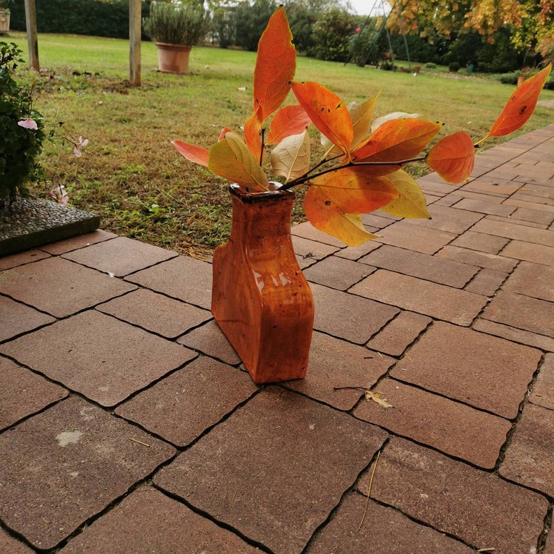 Khaki Ceramic Vases, flowerpot orange, Cut Flower Ceramic Vase, Contemporary Ceramic Vase, Autumn Gift, Khaki Home Decor image 9