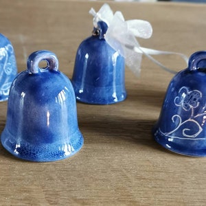 Pink bells, blue bell, birth bell, ceramic bells, yellow bells, small bells, ceramic bells made in italy, handmade bells art from italy image 2