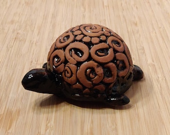 ceramic turtle art, paperweight teachers, turtle decor handmade Italian, ceramic, turtle figurine, reptiles, black ceramic, handmade ceramic