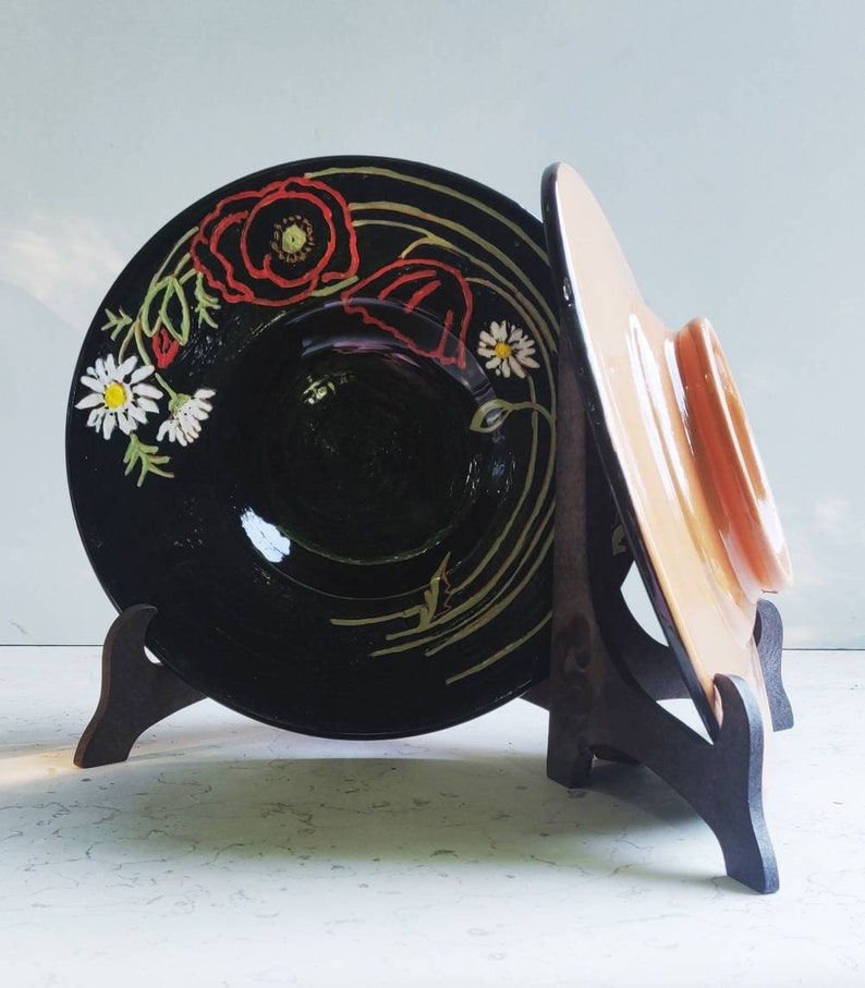 Pottery Plate Rack Plates for Plate Racks, Italian Black Ceramic Plates, Decorative Wall ...
