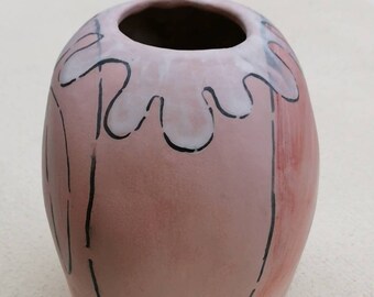 陶器のハート、ピンクの陶器のハートの花瓶、インテリア陶器デザイン