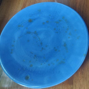 Blue Ceramic Serving Plate, Round Serving Plate, Blue Ceramic Tray, Contemporary Serving Plate, Blue Ceramic image 2