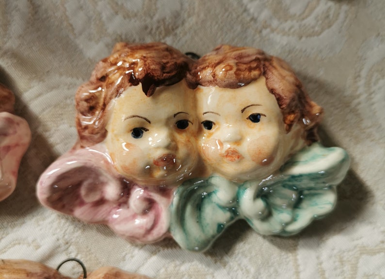 Ceramic little angels, couple of little angels for the bed, ceramic angels, small angels to give as gifts, little angels to hang, angel image 6