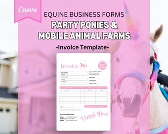 Modèle de facture pour fêtes de poney | Formulaires commerciaux mobiles pour fermes animales | Téléchargement numérique PDF